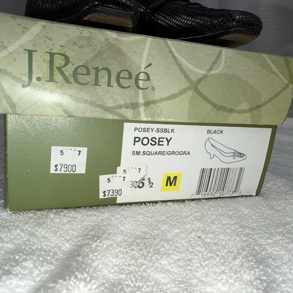 J Renee heels Shoes Pumps Black Sz 6.5 In Box Posey Style Leather Upper GUC - Picture 2 of 8